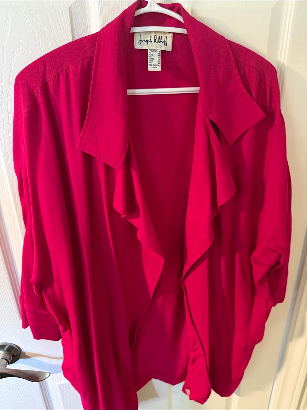Joseph Ribkoff Vibrant Fuchsia Ruffle-Front Tunic Top